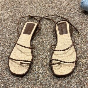Braided Strap Women's Sandals in Brown - Schultz